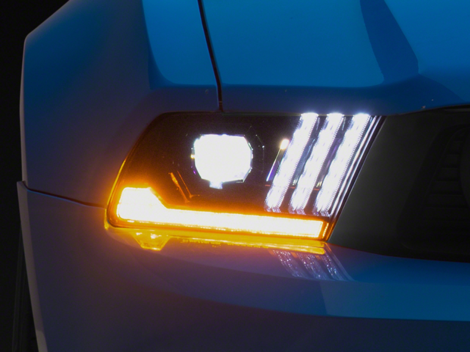 Picture of Raxiom 10-12 Ford Mustang LED Projector Headlights SEQL Turn Signals- Blk Housing Clear Lens