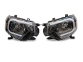Picture of Raxiom 12-15 Toyota Tacoma Axial Series Headlights w- LED Bar- Blk Housing Clear Lens