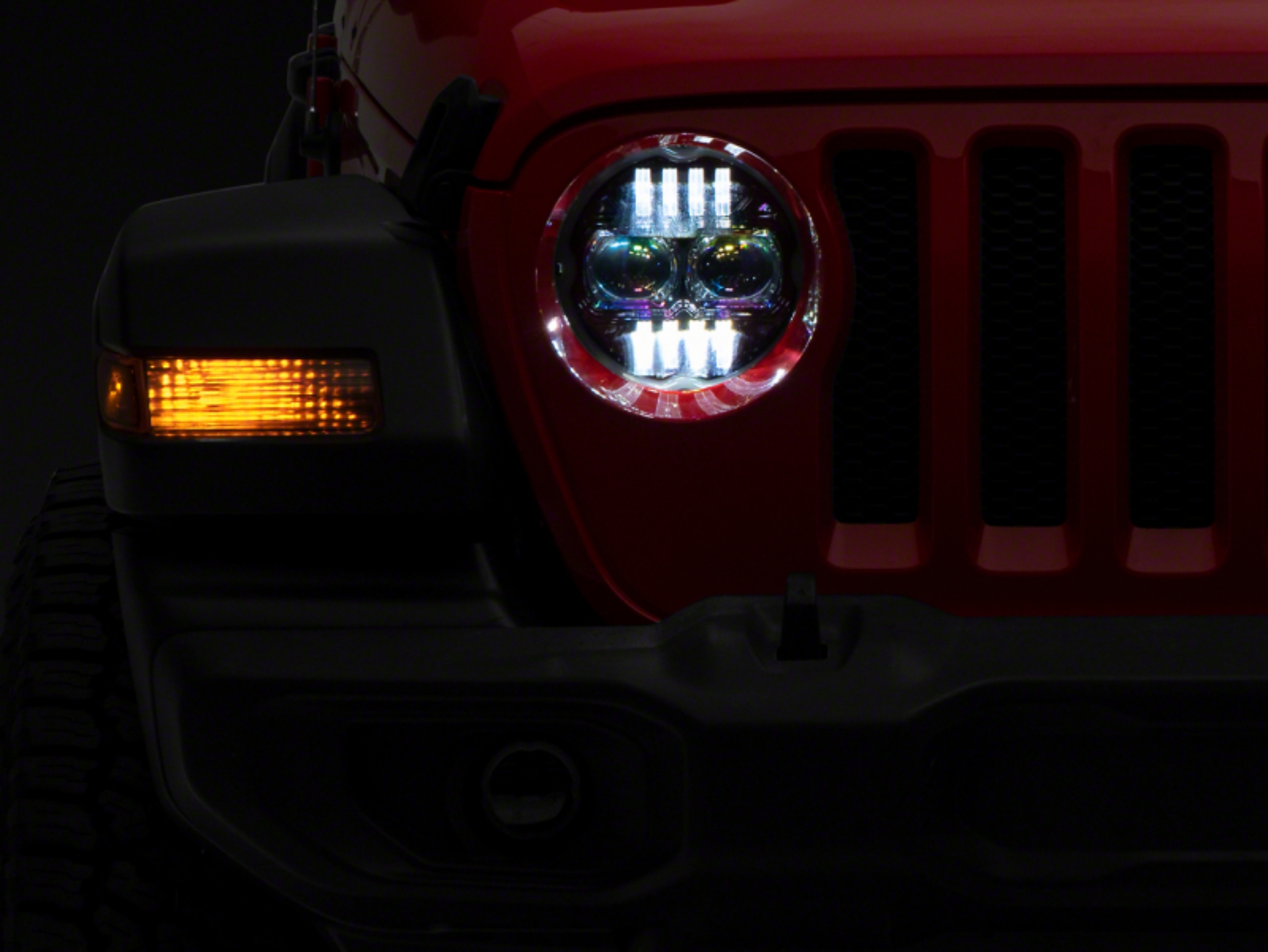 Picture of Raxiom 18-23 Jeep Wrangler JL Axial Series 9-In Angel Eye LED Headlights- Blk Housing Clear Lens