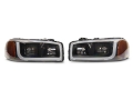 Picture of Raxiom 99-06 GMC Sierra 1500 Axial Series Headlights w- LED Bar- Blk Housing Clear Lens