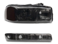 Picture of Raxiom 99-06 GMC Sierra 1500 Axial Series OEM Crystal Rep Headlights- Chrome Housing- Smoked Lens