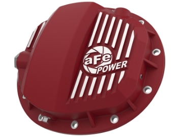 Picture of aFe Pro Series GMCH 9-5 Rear Diff Cover Red w- Machined Fins 19-20 GM Silverado-Sierra 1500