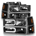 Picture of ANZO 88-98 Chevrolet C1500 Crystal Headlights w- Light Bar Black Housing w- Signal Side Markers 8Pcs