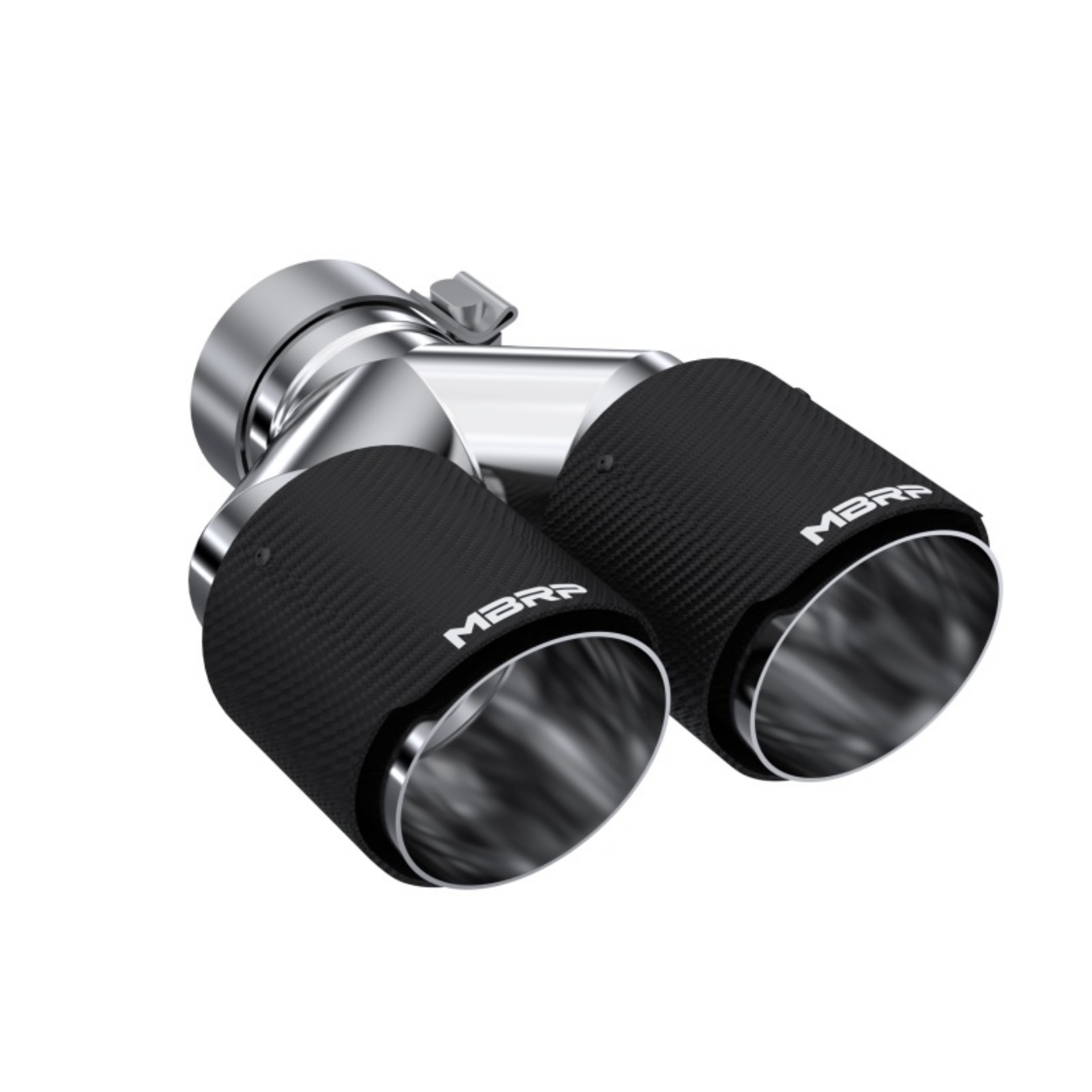Picture of MBRP 3in ID - Dual 4in OD Out Staggered L 9-37in - R 9-87in Dual Wall Carbon Fiber Univ Exhaust Tip
