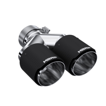 Picture of MBRP 3in ID - Dual 4in OD Out Staggered L 9-37in - R 9-87in Dual Wall Carbon Fiber Univ Exhaust Tip