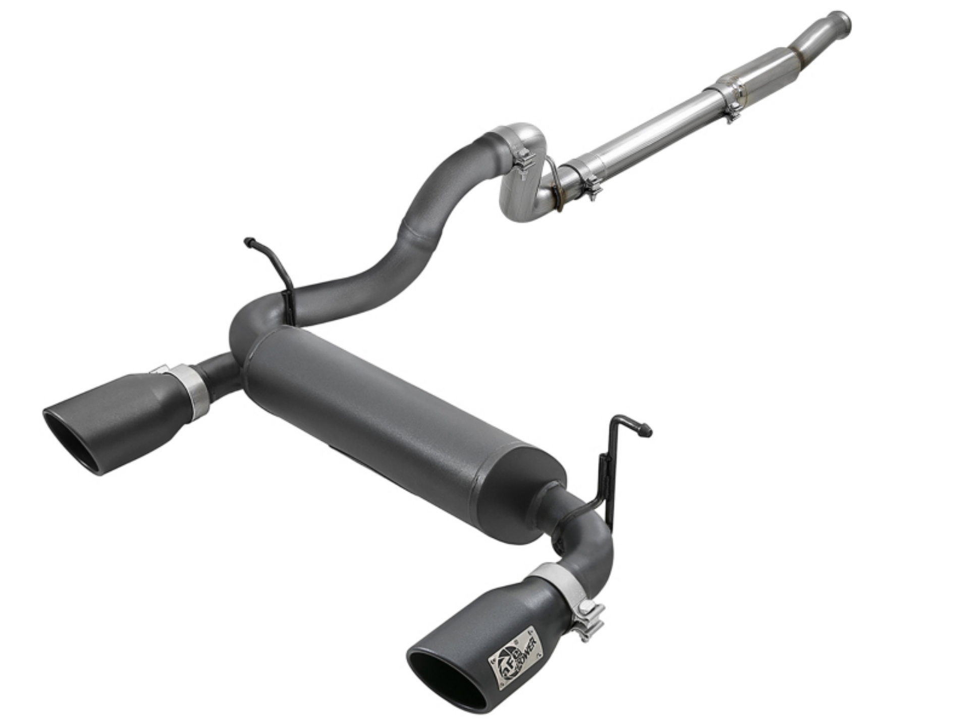 Picture of aFe Rebel Series 409 Stainless Steel Cat-Back Exhaust 18-21 Jeep Wrangler JL 2-0L t - Black Tip