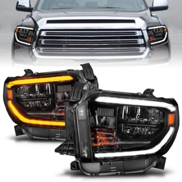 Picture of ANZO 14-21 Toyota Tundra OE Halogen w-LED DRL LED Crystal Headlights w- Switchback & DRL - Blk