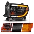Picture of ANZO 14-21 Toyota Tundra OE Halogen w-LED DRL LED Crystal Headlights w- Switchback & DRL - Blk