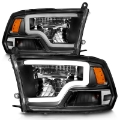 Picture of ANZO 2009-2020 Dodge Ram 1500 Full LED Square Projector Headlights w- Chrome Housing Black Amber