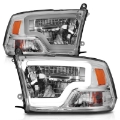 Picture of ANZO 2009-2020 Dodge Ram 1500 Full LED Square Projector Headlights w- Chrome Housing Chrome Amber