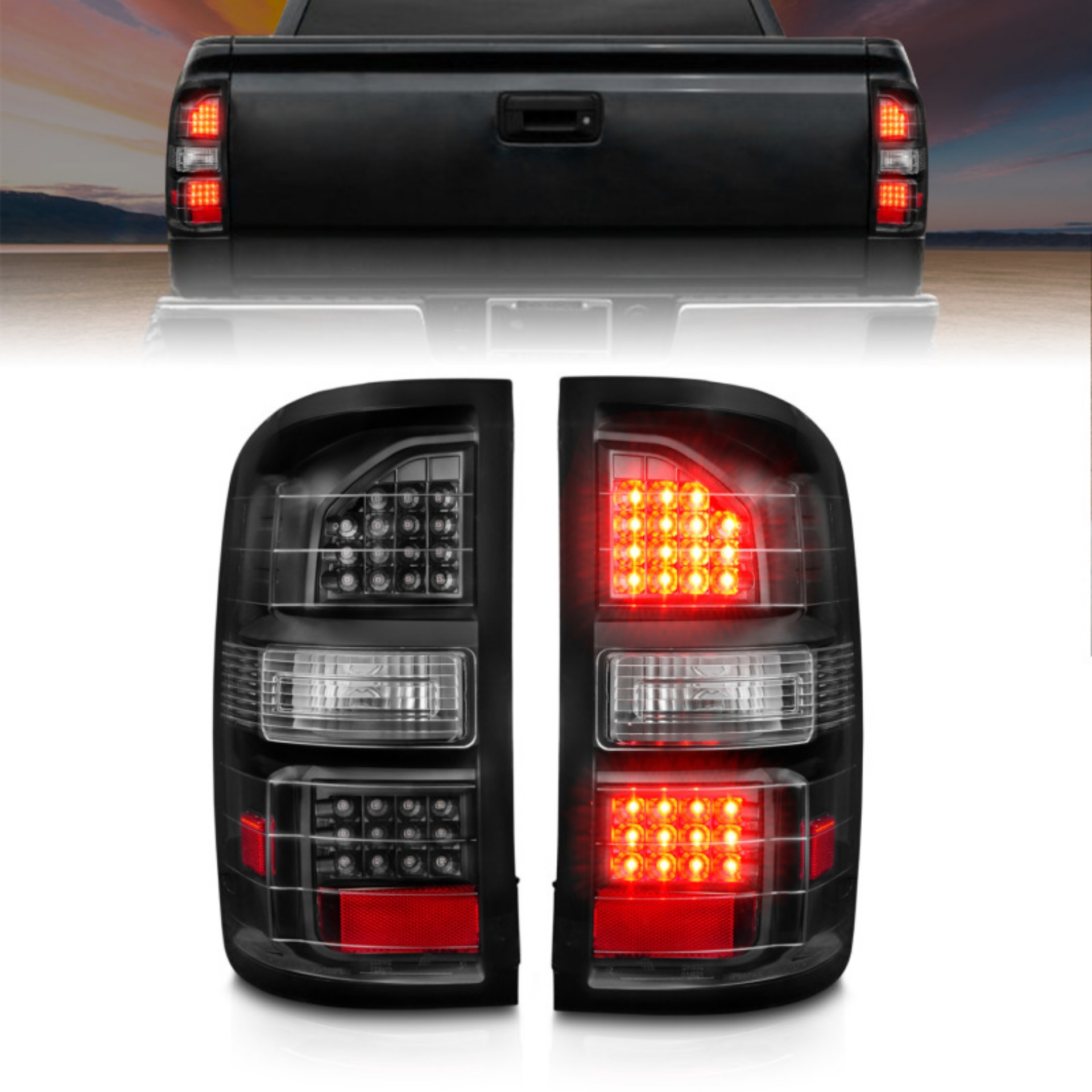Picture of ANZO 2014-2018 GMC Sierra LED Tail Lights Black Housing Clear Lens