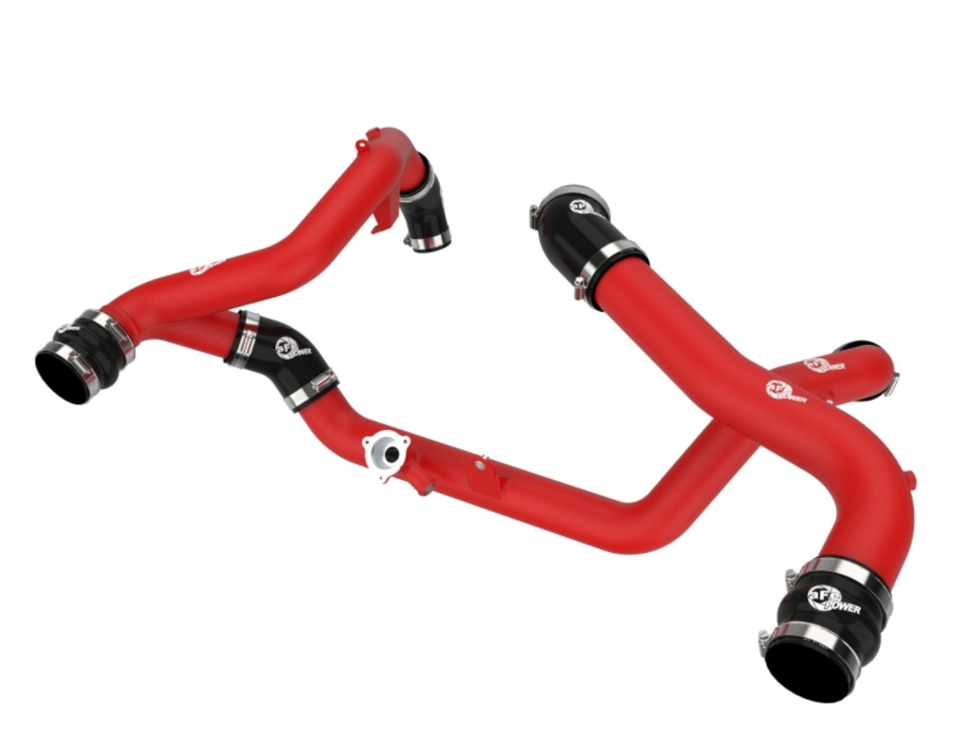 Picture of aFe 20-23 Ford Explorer ST V6 3-0L tt BladeRunner Aluminum Hot and Cold Charge Pipe Kit - Red