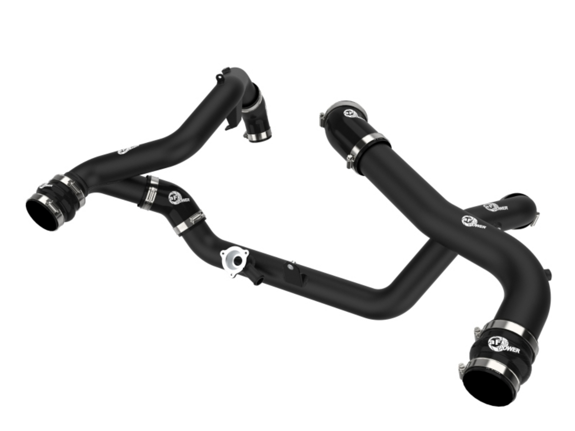 Picture of aFe 20-23 Ford Explorer ST V6 3-0L tt BladeRunner Aluminum Hot and Cold Charge Pipe Kit - Black