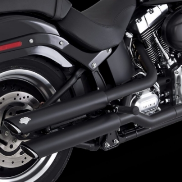 Picture of Vance & Hines HD Softail 07-17 Fatboy Twin Slash Chrome Slip-On Exhaust