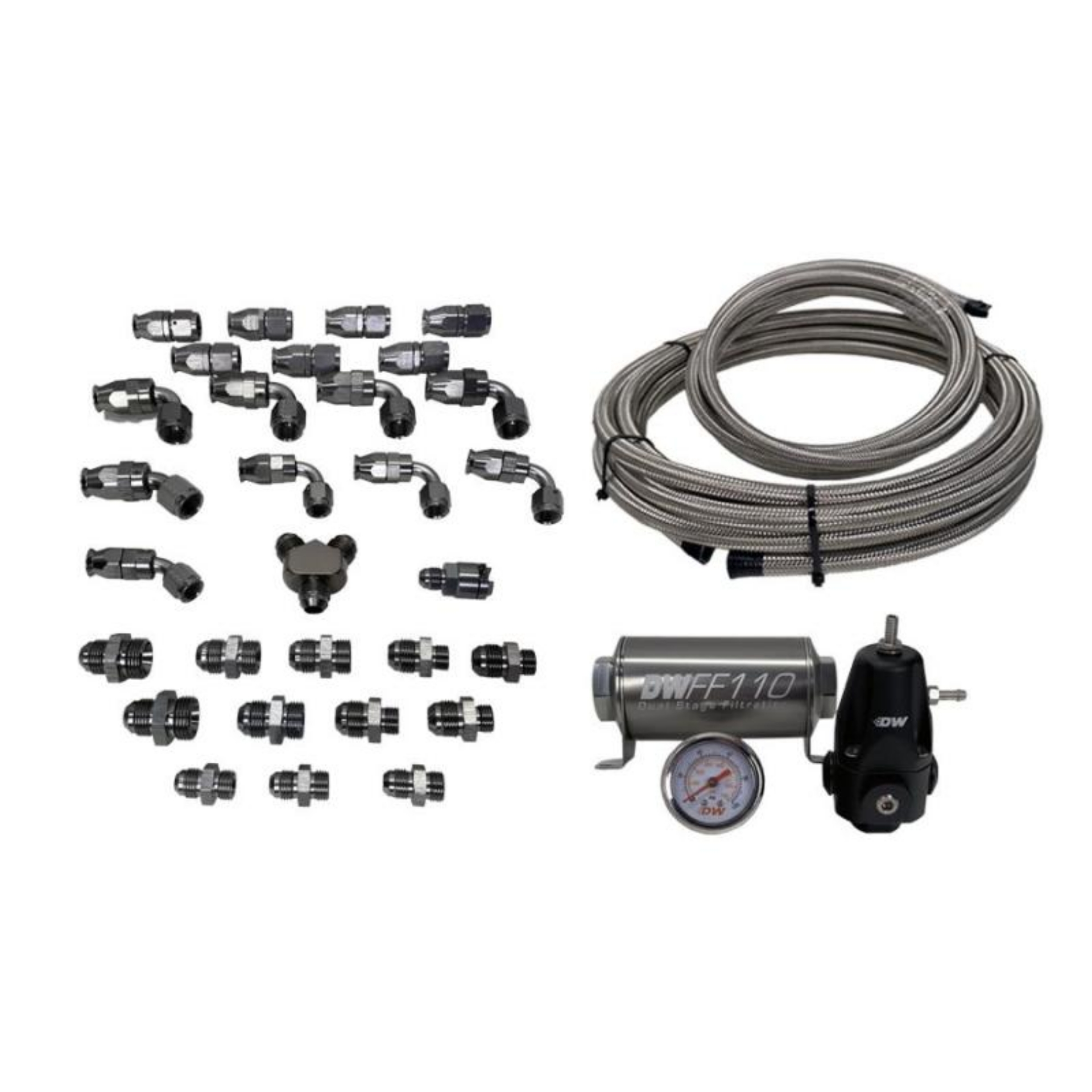 Picture of DeatschWerks 08+ Subaru WRX-STI X2 Series Pump Module -8AN Feed w- -6AN Return PTFE Plumbing Kit