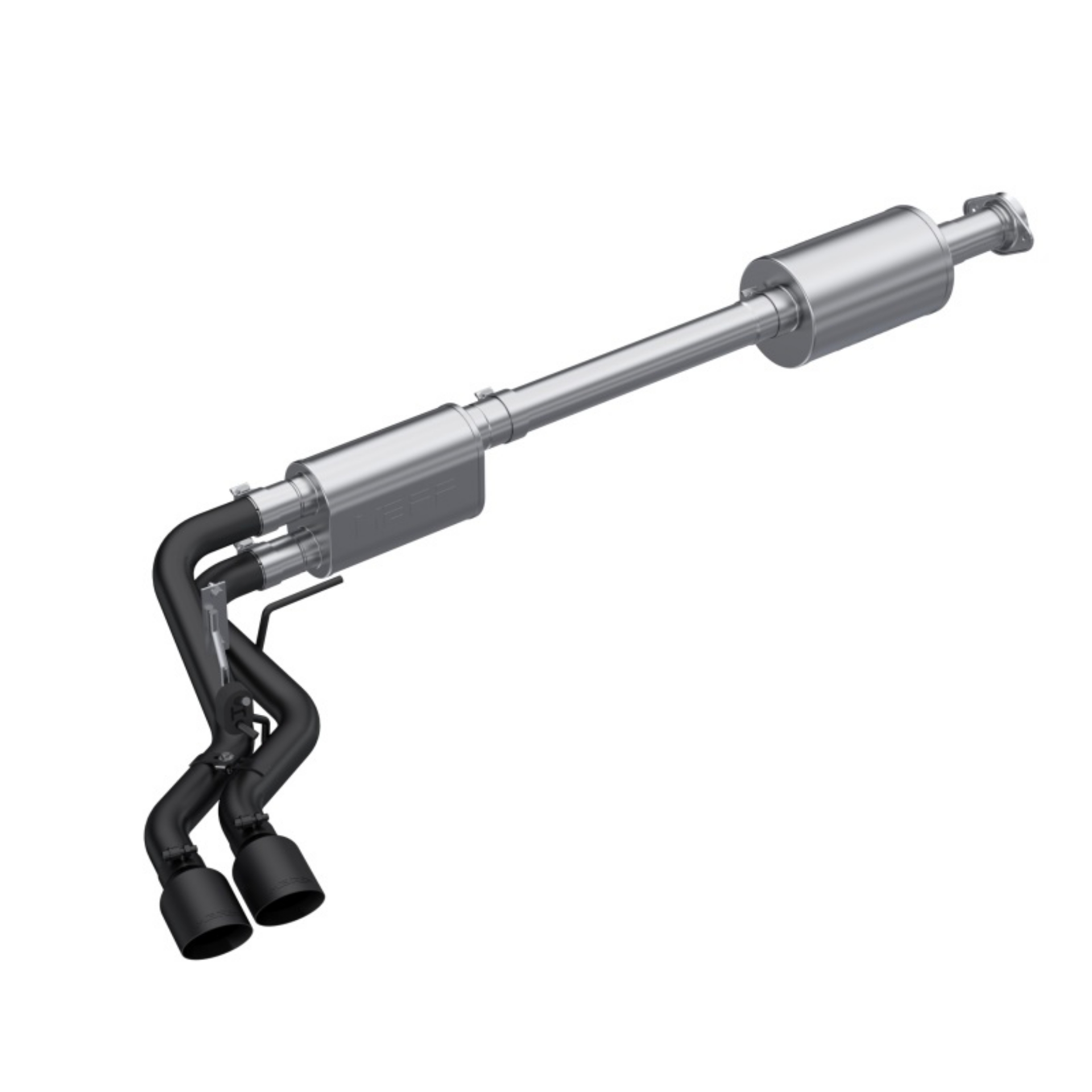 Picture of MBRP 2021+ Ford F150 Black Coated Dual Pre-Axle Street Profile 2-5in OD Tips 3in Cat Back Exhaust