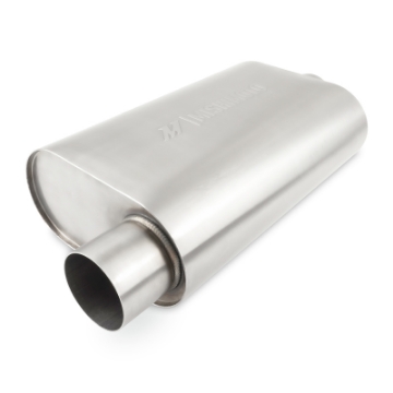 Picture of Mishimoto Universal Muffler with 3-0in Offset Inlet-Outlet - Brushed