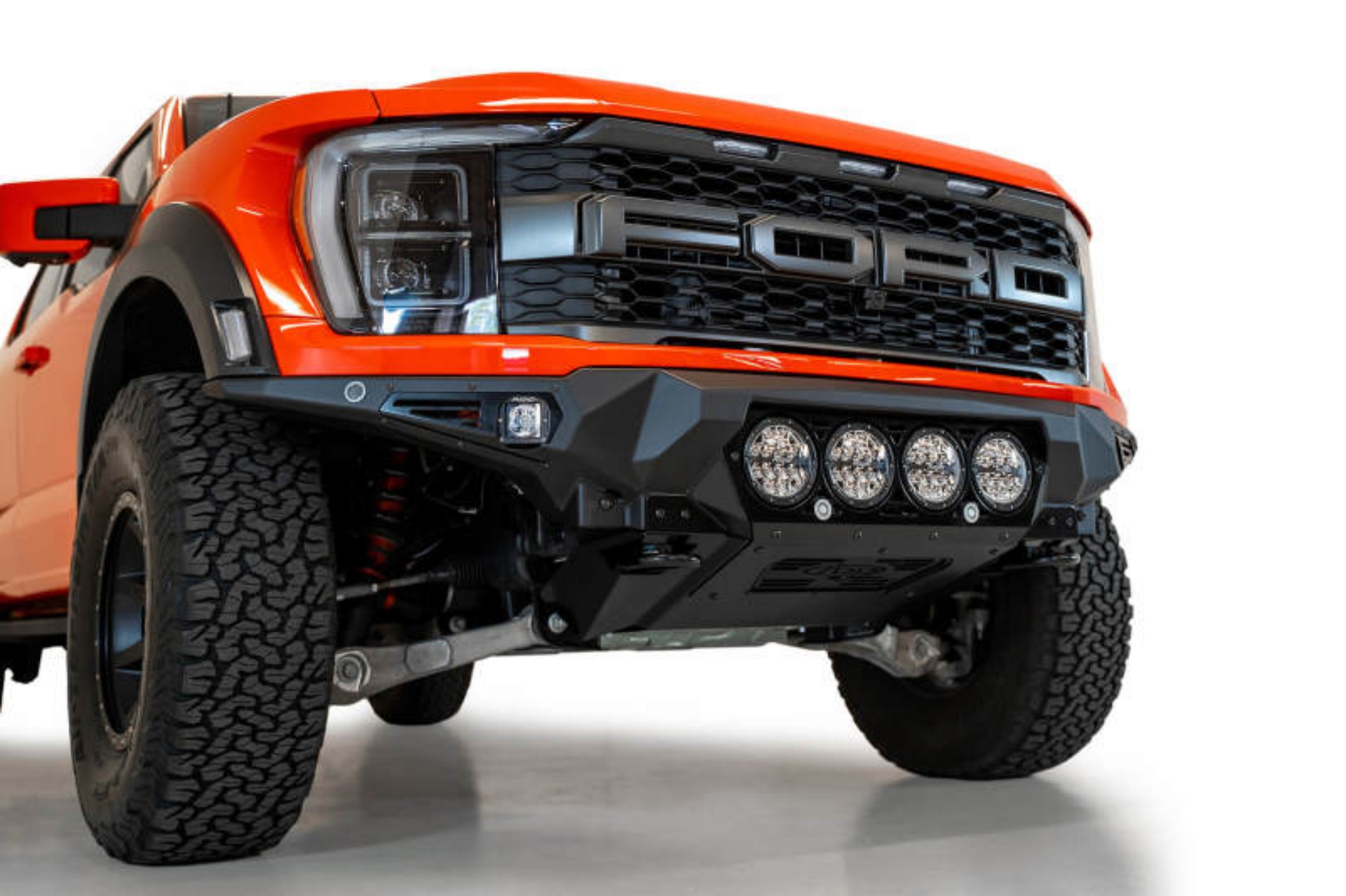 Picture of Addictive Desert Designs 2021+ Ford Raptor Bomber Front Bumper w- 4 Rigid 360 6in Light Mounts
