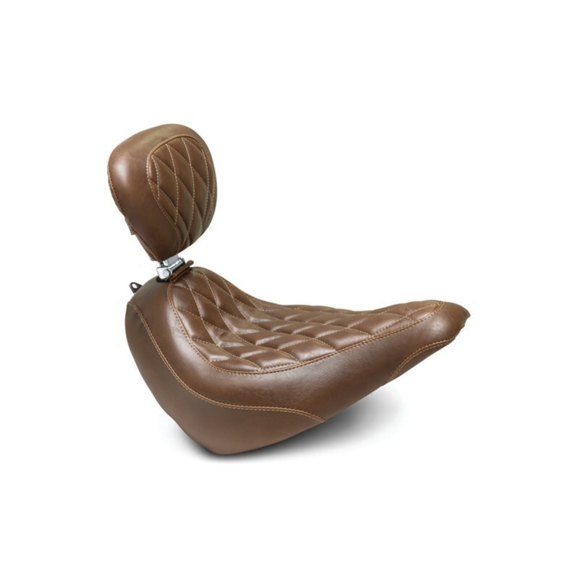 Picture of Mustang 18-21 Harley Street Bob Wide Tripper Solo Seat w-Driver Backrest Diamond Stitch - Brown
