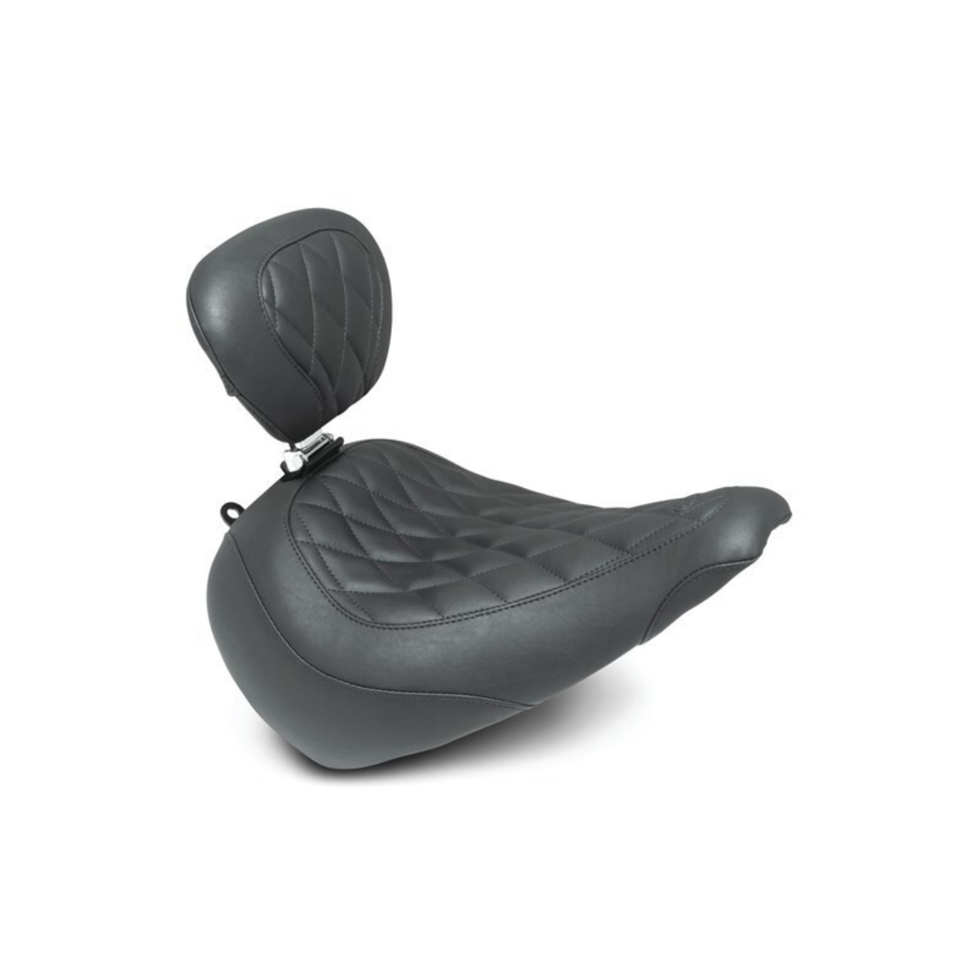 Picture of Mustang 18-21 Harley Fat Boy Wide Tripper Solo Seat w-Driver Backrest Diamond Stitch - Black