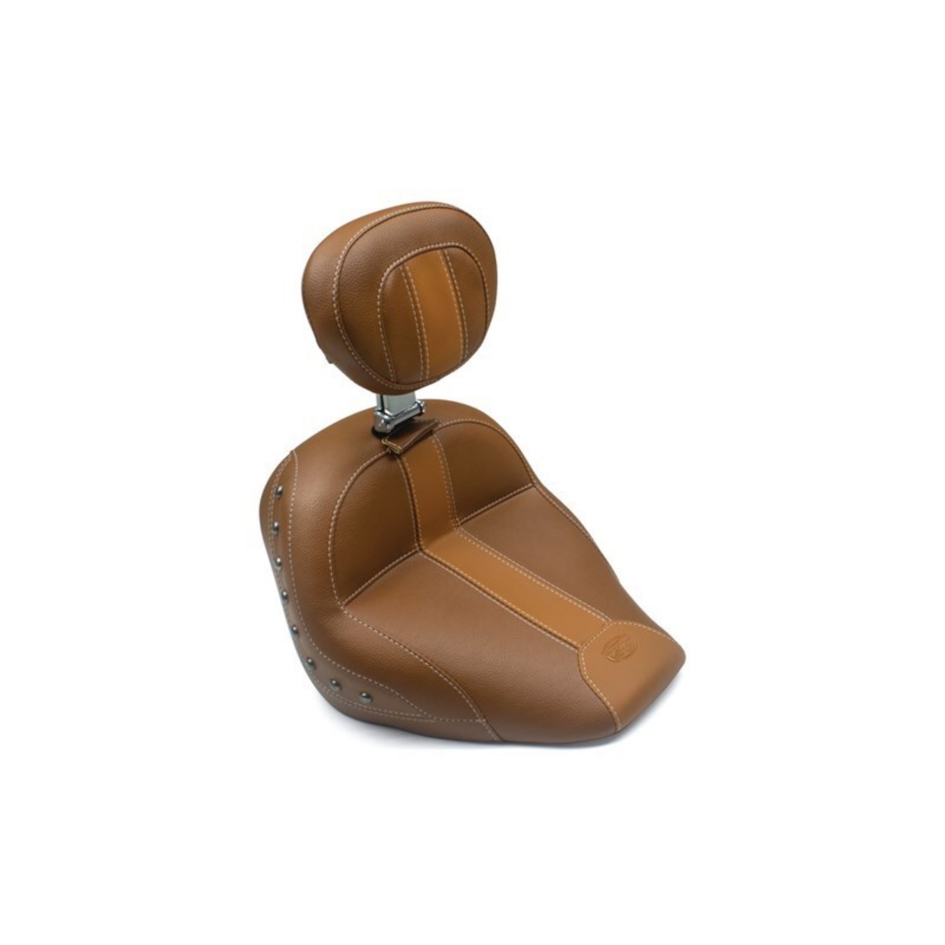 Picture of Mustang 15-21 Indian Scout Standard Touring Solo Seat w-Driver Backrest w-Studs - Brown