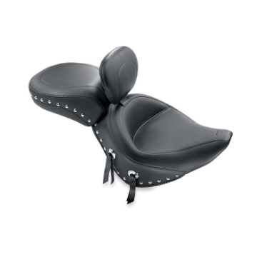 Picture of Mustang 00-15 Harley Softail Std Rear Tire Wide Touring Solo Seat w-Driver Backrest w-Studs - Black