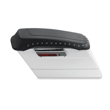 Picture of Mustang 80-07 Harley Early FL Touring Road King Saddlebag Lid Covers w-Blk Pearl Studs - Black