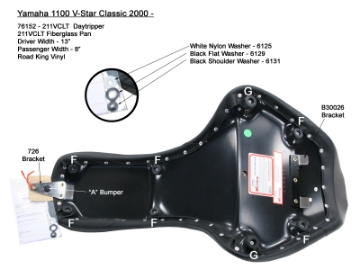 Picture of Mustang V-Star 1100 Daytripper 1PC Seat - Black