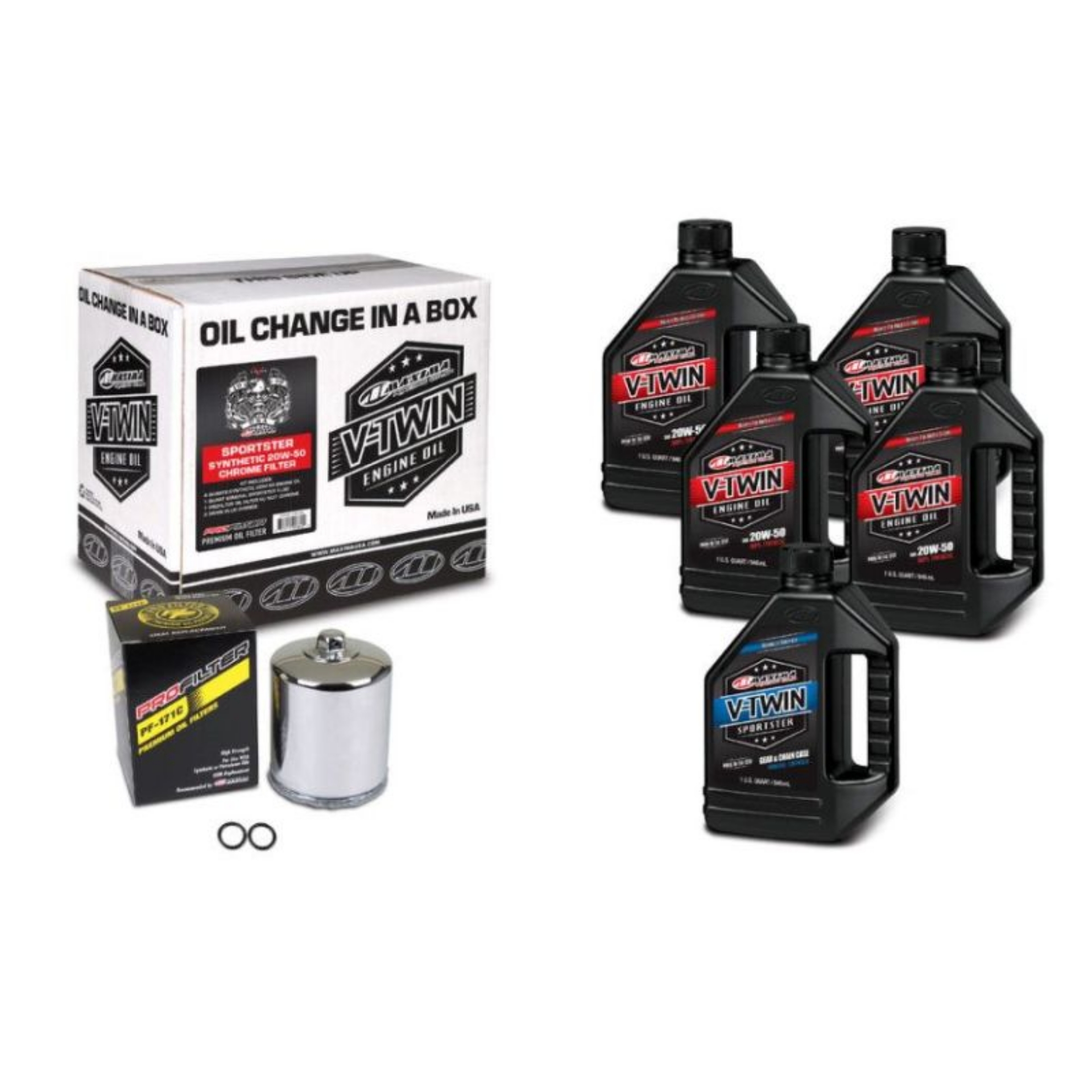 Picture of Maxima V-Twin Oil Change Kit Synthetic w-Chrome Filter Sportster