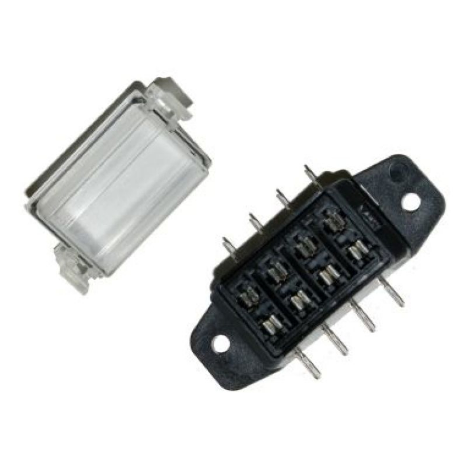 Picture of NAMZ ATO 4-Way Fuse Block Water Tight Clear Cover - 1-4in- Male Disconnects