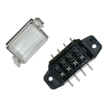 Picture of NAMZ ATO 4-Way Fuse Block Water Tight Clear Cover - 1-4in- Male Disconnects