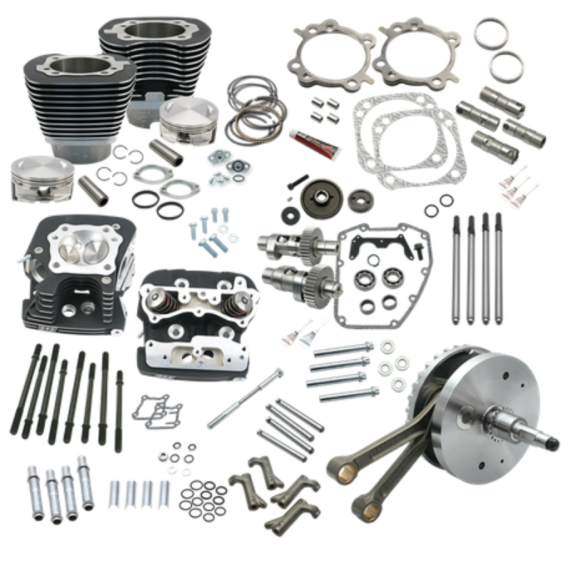 Picture of S&S Cycle 00-06 BT 124in Hot Set Up Kit w- S&S Cylinder Heads - Wrinkle Black