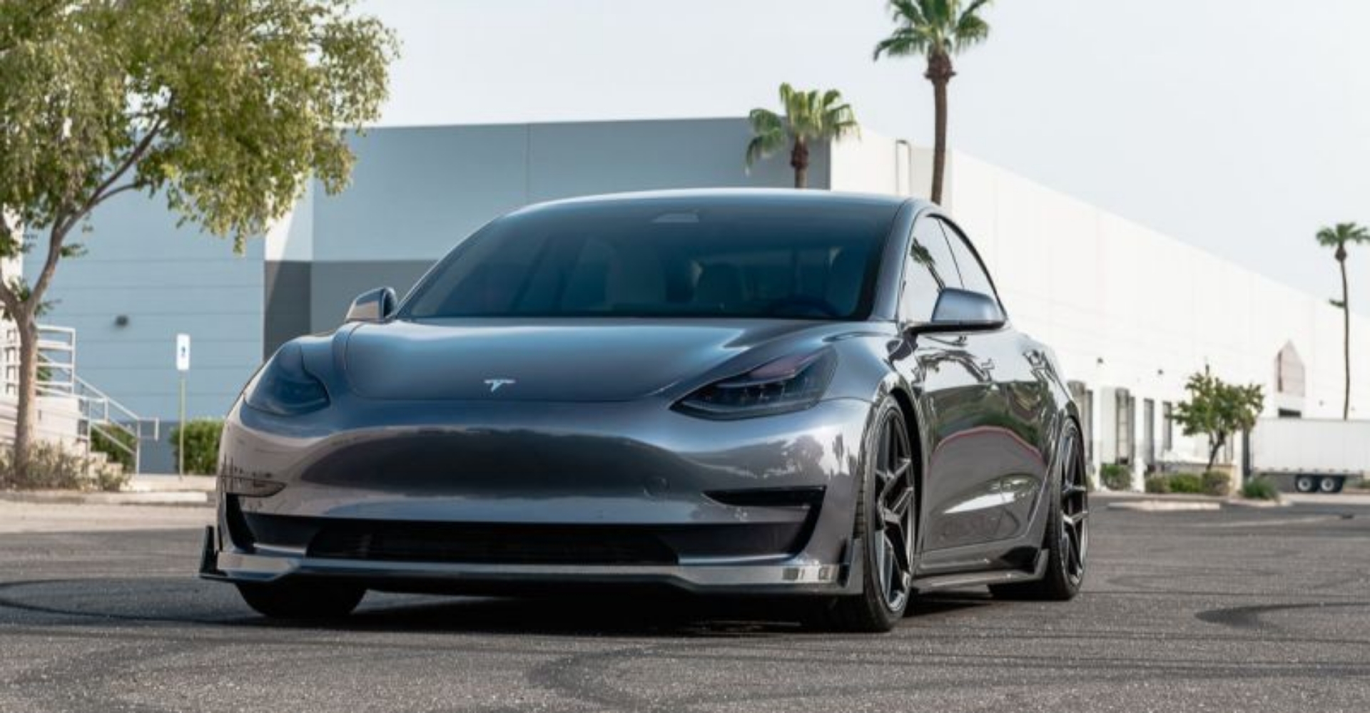 Picture of VR Aero 2018+ Tesla Model 3 Gloss Carbon Fiber Front Lip Spoiler