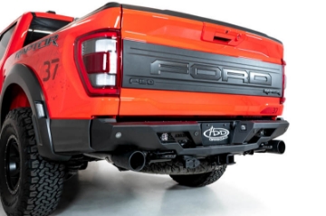 Picture of Addictive Desert Designs 2022+ Ford Raptor Stealth Fighter R Bumper w- 2 Cube Lights - Hammer Black