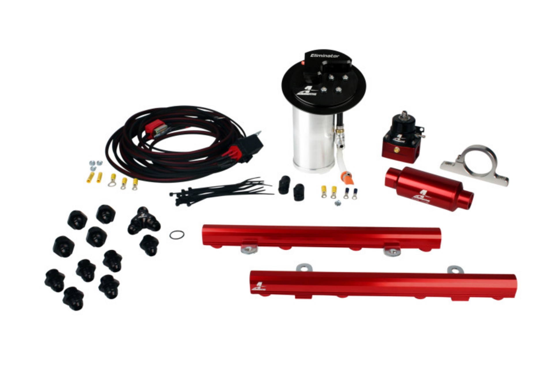 Picture of Aeromotive 10-13 Ford Mustang GT Fuel System - Eliminator Pump-Deluxe Wiring Kit-5-0L 4V Rails