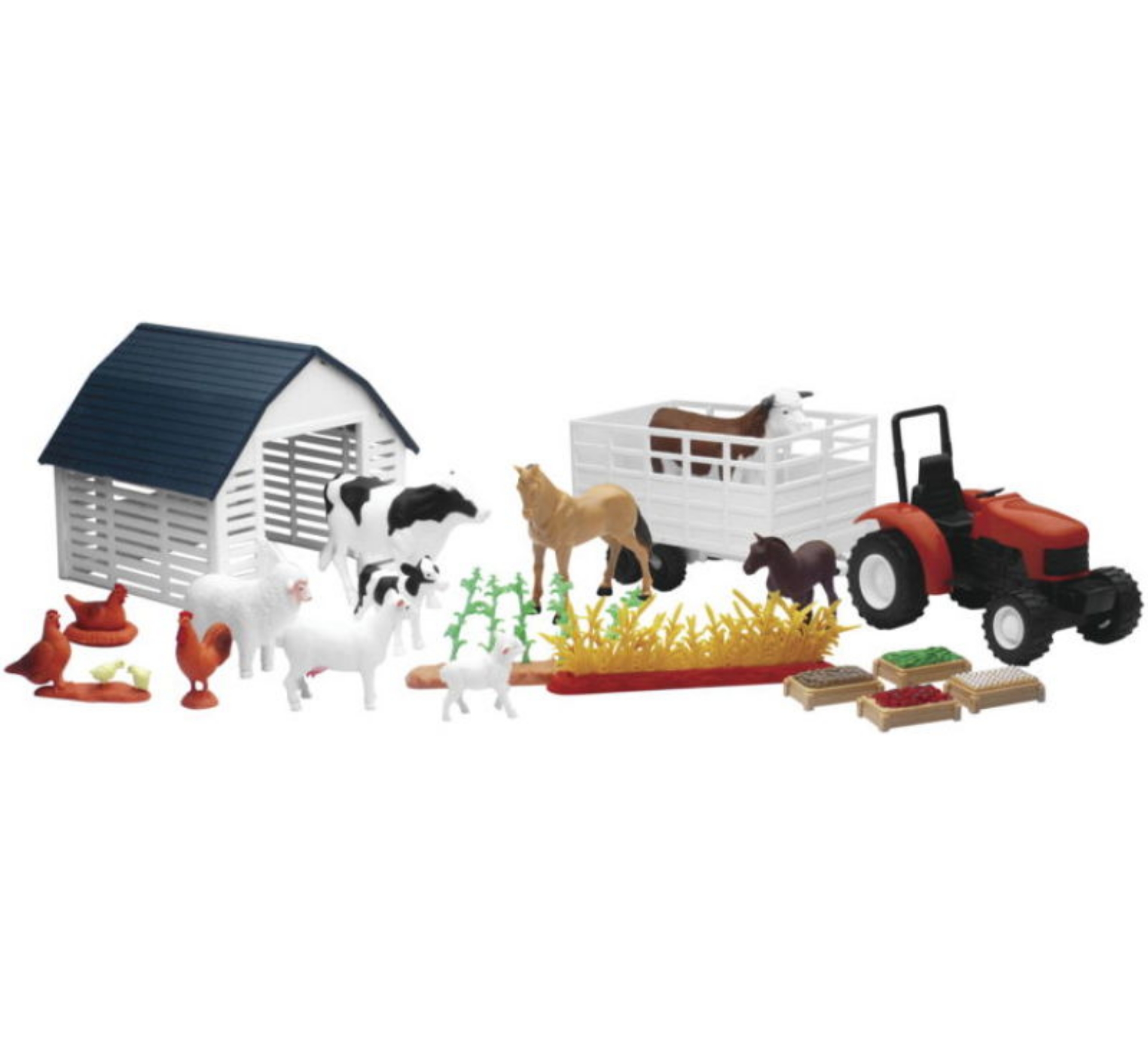 Picture of New Ray Toys Country Life Playset Barnyard with Tractor- Garden Rows and Animals