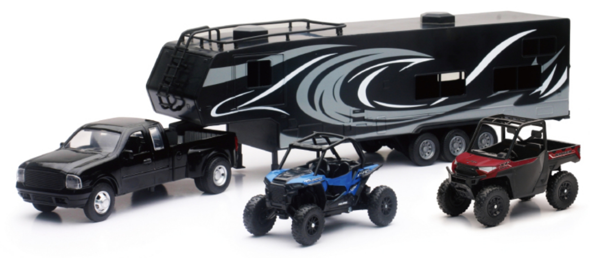 Picture of New Ray Toys Pickup Toy Hauler w-Polaris Vehicles Blue RZR and Red Ranger