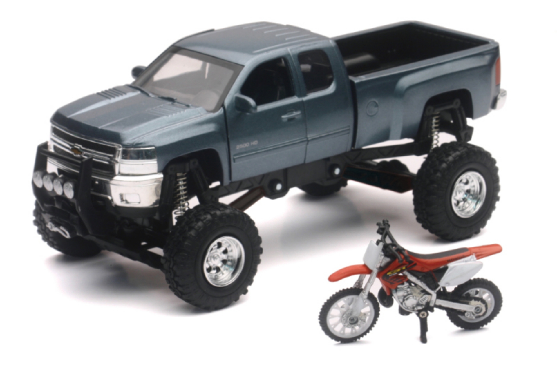Picture of New Ray Toys Chevrolet Silverado with Honda Dirt Bike- Scale - 1:32