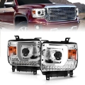 Picture of ANZO 14-15 GMC Sierra 1500-2500HD-3500HD Plank Style Projector Headlight - Chrome Housing