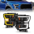 Picture of ANZO 15-17 Ford F-150 LED Projector Headlights - w- Light Bar Switchback Black Housing