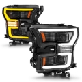 Picture of ANZO 15-17 Ford F-150 LED Projector Headlights - w- Light Bar Switchback Black Housing