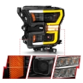 Picture of ANZO 15-17 Ford F-150 LED Projector Headlights - w- Light Bar Switchback Black Housing