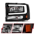Picture of ANZO 99-04 Ford F250-F350-F450-Excursion excl- 99 Crystal Headlights - w- Light Bar Black Housing