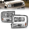 Picture of ANZO 99-04 Ford F250-F350-F450-Excursion excl- 99 Crystal Headlights - w- Light Bar Chrome Housing