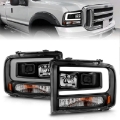 Picture of ANZO 99-04 Ford F250-F350-F450-Excursion excl 99 Projector Headlights - w- Light Bar Black Housing