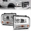 Picture of ANZO 99-04 Ford F250-F350-F450-Excursion excl 99 Projector Headlights - w-Light Bar Chrome Housing
