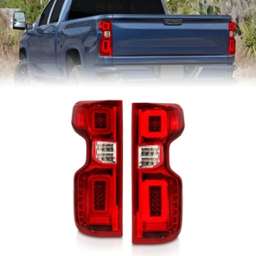 Picture of ANZO 19-21 Chevy Silverado Full LED Taillights Chrome Housing Red-Clear Lens G2 w-C light Bars