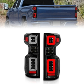 Picture of ANZO 19-21 Chevy Silverado Work Truck Full LED Taillights Blk Housing Clear Lens G2 w-C light Bars