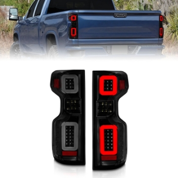 Picture of ANZO 19-21 Chevy Silverado Work Truck Full LED Taillights Blk Housing Smoke Lens G2 w-C light Bars