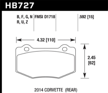 Picture of Hawk 14-18 Chevrolet Corvette Rear ER-1 Brake Pad Set